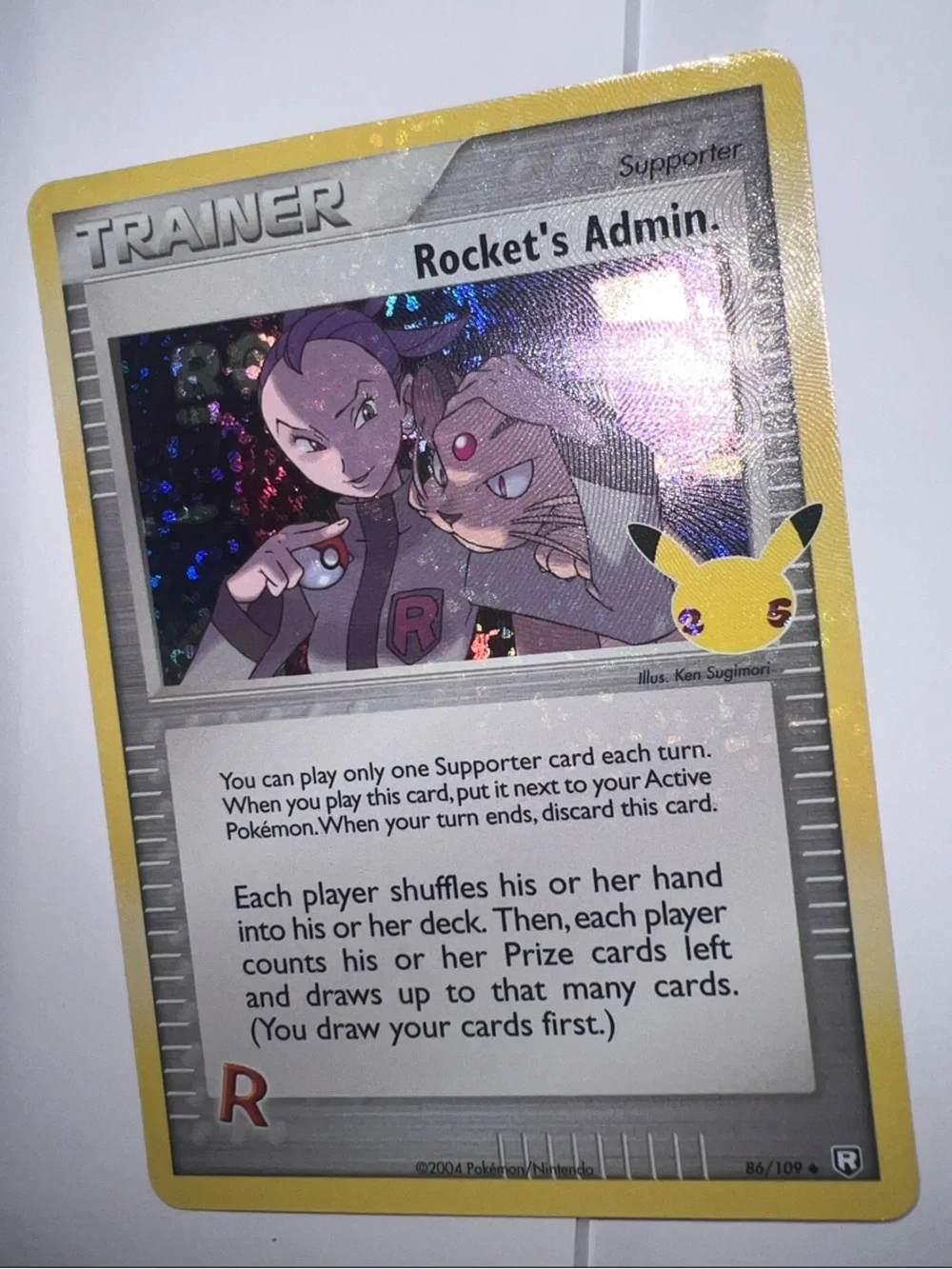 Pokemon Rocket's Admin Holographic Trainer Card - Yellow Border